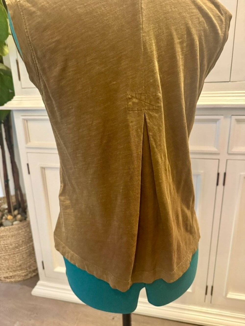 Rowan Mustard Green Cotton Cap Sleeve Tee Size XS - Picture 3 of 5
